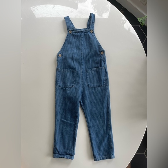 Zara Toddler Blue Denim Stripe Overalls - 3/4 - Picture 1 of 4